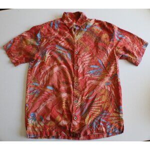 Tommy Bahama Mens Camp Shirt Tropical Leaf Pattern Size M